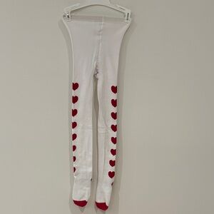 Gymboree White thigths  with Red Heart Pattern